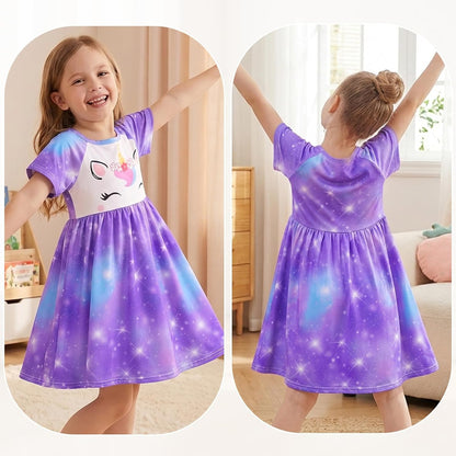 Doll and Girl Matching Nightgown Unicorn Outfit Pajamas Night Dress for Girls and 18" Dolls Clothes