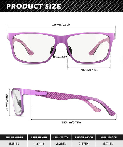 Blue Light Glasses Men, Relieve Eyestrain and Eye Protection, Al-Mg Metal Computer Blue Light Blocking Glasses