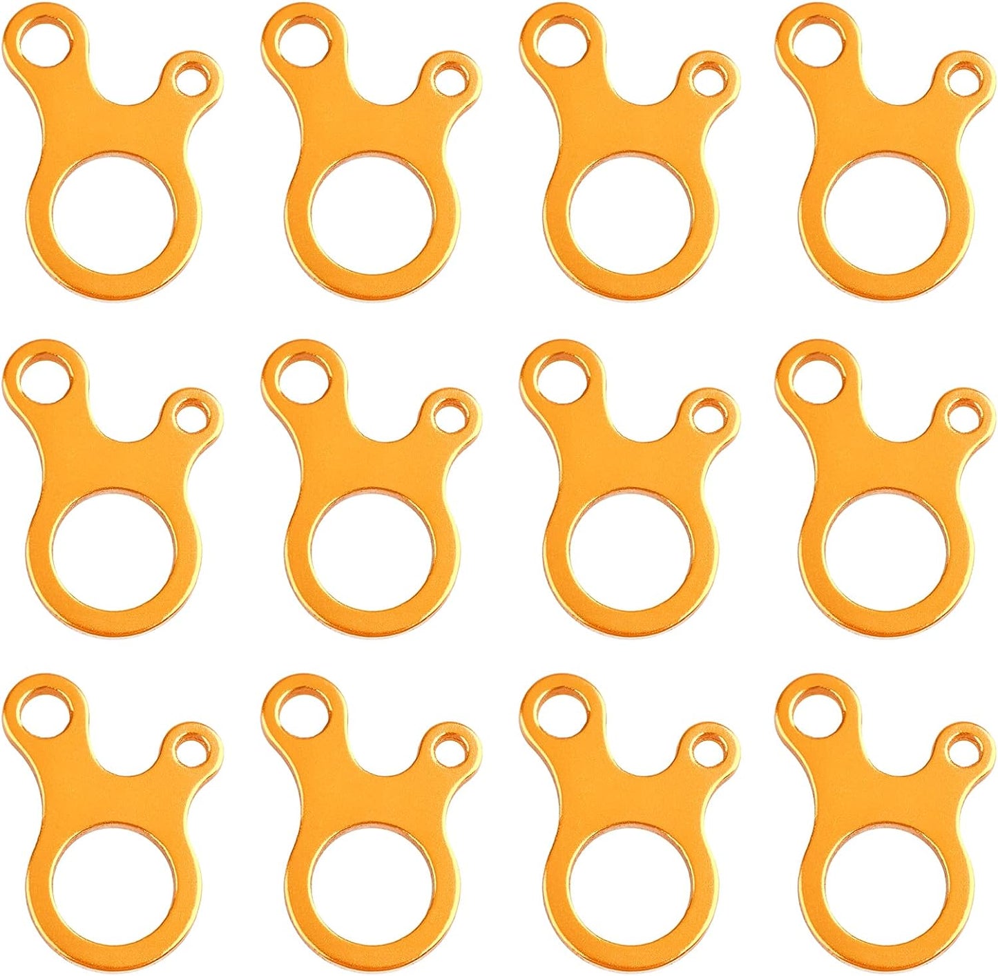 Guyline Cord Adjuster Rope Tensioner Tent Guy Line Paracord Tightener Loop Alien Aluminum Alloy for Camping Hiking (Gold (Snail Shape) - 12 Pack)