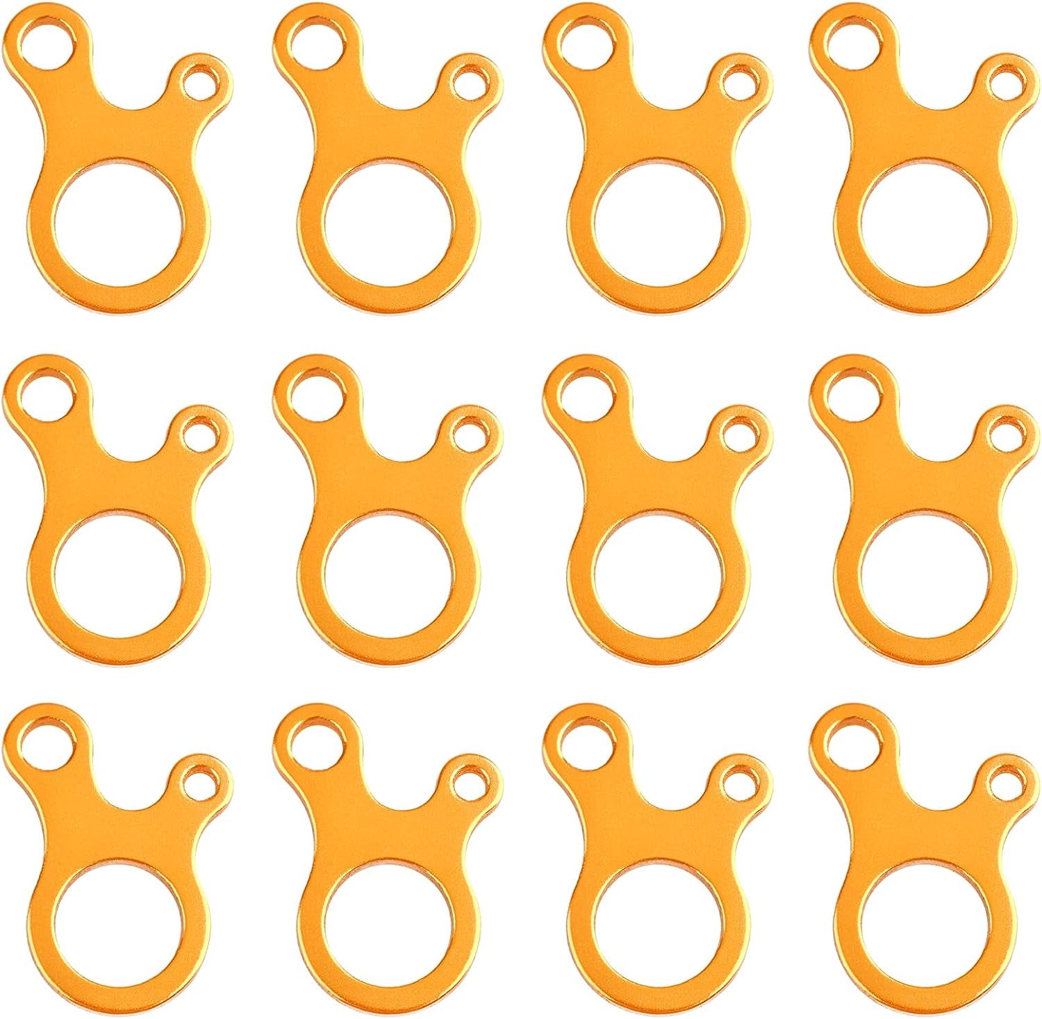 Guyline Cord Adjuster Rope Tensioner Tent Guy Line Paracord Tightener Loop Alien Aluminum Alloy for Camping Hiking (Gold (Snail Shape) - 12 Pack)