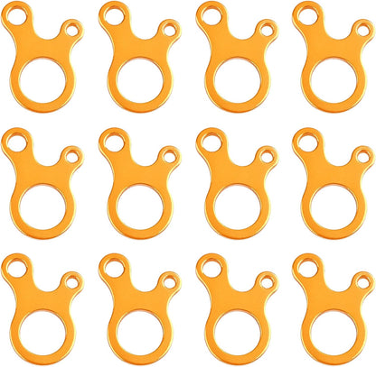 Guyline Cord Adjuster Rope Tensioner Tent Guy Line Paracord Tightener Loop Alien Aluminum Alloy for Camping Hiking (Gold (Snail Shape) - 12 Pack)