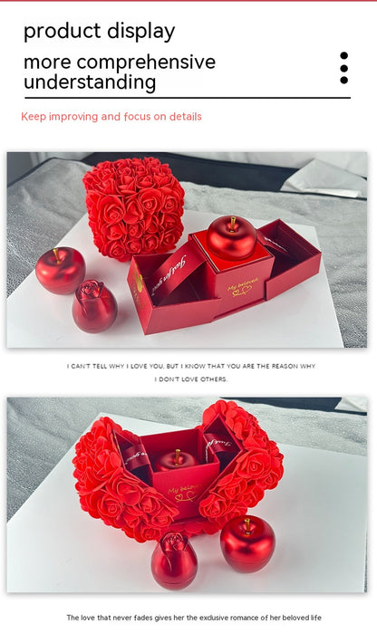 Valentines Day Gift Soap Rose Gift Box Crystal Pendant Necklace Eternal Flower Jewelry Box Set Wedding Birthday Gift for Girlfriend