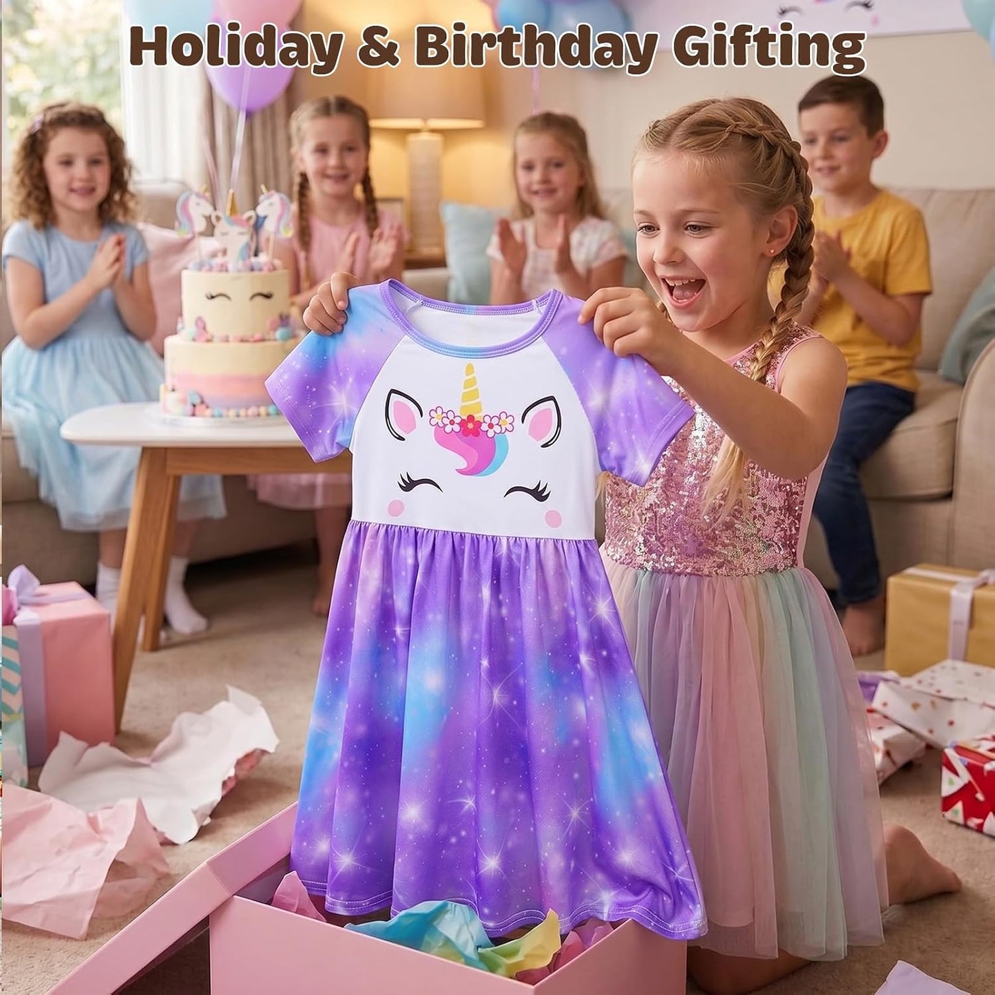 Doll and Girl Matching Nightgown Unicorn Outfit Pajamas Night Dress for Girls and 18" Dolls Clothes