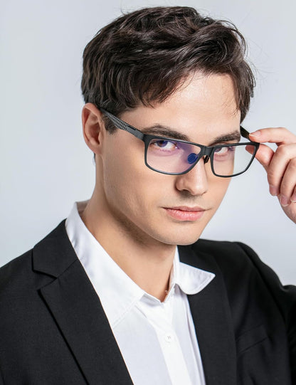 Blue Light Glasses Men, Relieve Eyestrain and Eye Protection, Al-Mg Metal Computer Blue Light Blocking Glasses