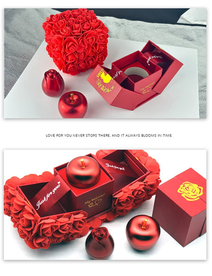 Valentines Day Gift Soap Rose Gift Box Crystal Pendant Necklace Eternal Flower Jewelry Box Set Wedding Birthday Gift for Girlfriend