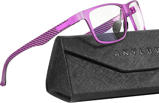 Blue Light Glasses Men, Relieve Eyestrain and Eye Protection, Al-Mg Metal Computer Blue Light Blocking Glasses