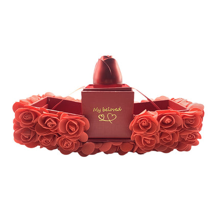 Valentines Day Gift Soap Rose Gift Box Crystal Pendant Necklace Eternal Flower Jewelry Box Set Wedding Birthday Gift for Girlfriend