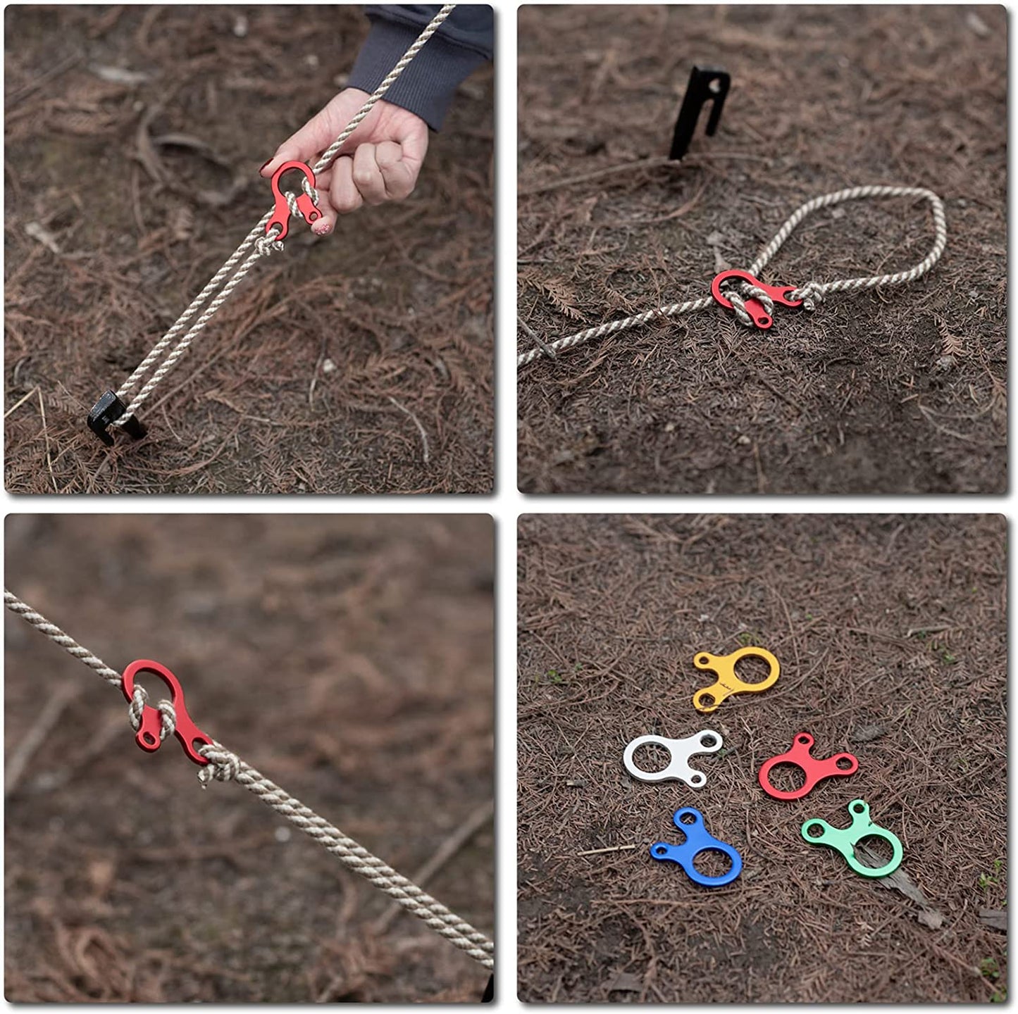 Guyline Cord Adjuster Rope Tensioner Tent Guy Line Paracord Tightener Loop Alien Aluminum Alloy for Camping Hiking (Gold (Snail Shape) - 12 Pack)