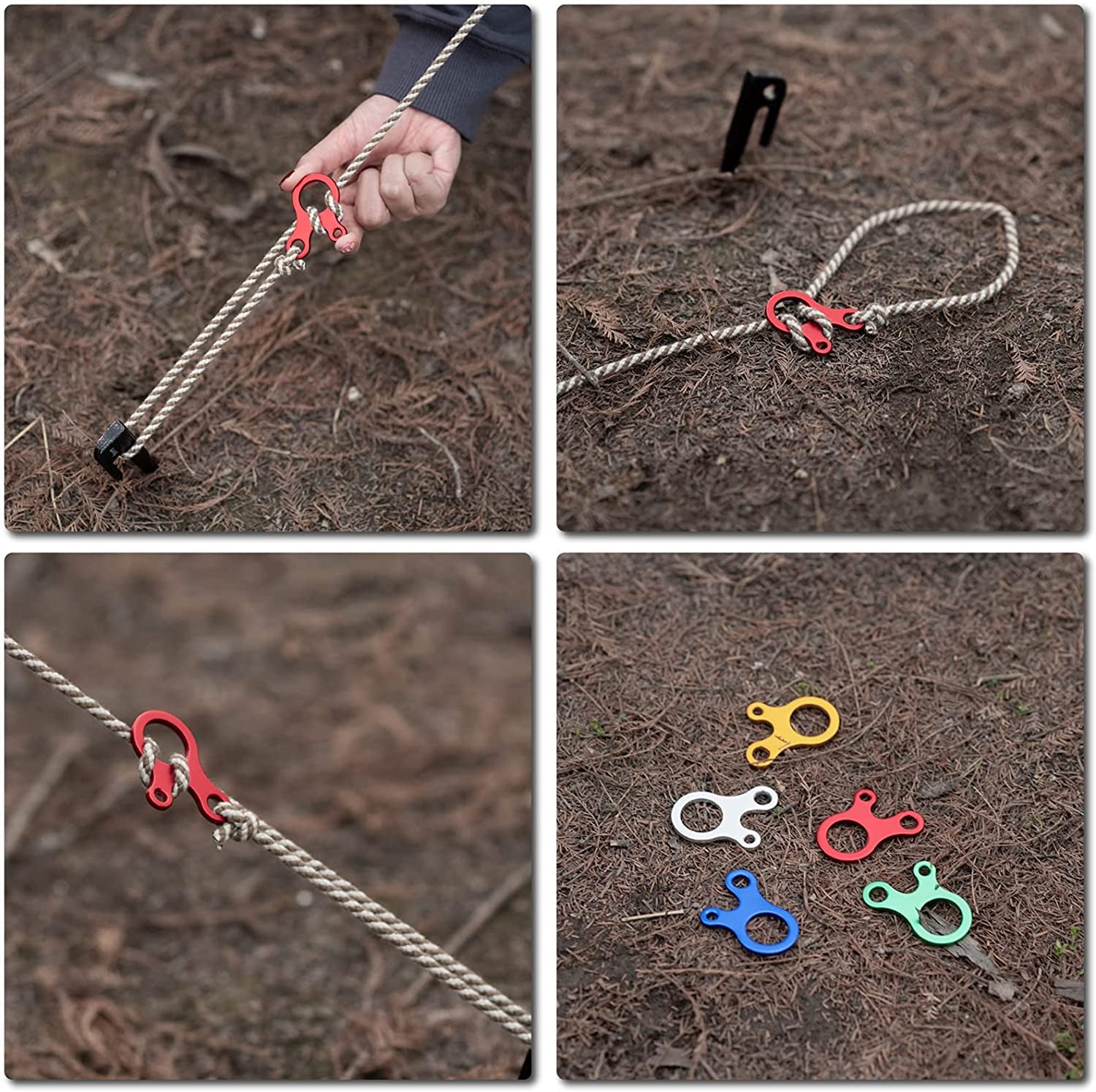 Guyline Cord Adjuster Rope Tensioner Tent Guy Line Paracord Tightener Loop Alien Aluminum Alloy for Camping Hiking (Gold (Snail Shape) - 12 Pack)