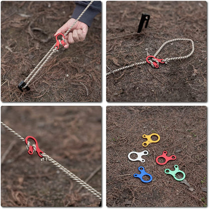 Guyline Cord Adjuster Rope Tensioner Tent Guy Line Paracord Tightener Loop Alien Aluminum Alloy for Camping Hiking (Gold (Snail Shape) - 12 Pack)
