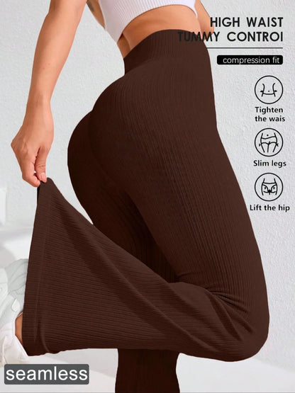 Women'S Solid High Waist Sports Leggings, Casual Comfy Breathable Skinny Pants for Yoga Gym Workout Running, Ladies Sportswear, Athletic Sportswear for All Seasons, Flare Leggings, Skinny Yoga Bottoms, Fitness Pants, Fitness Training Pant
