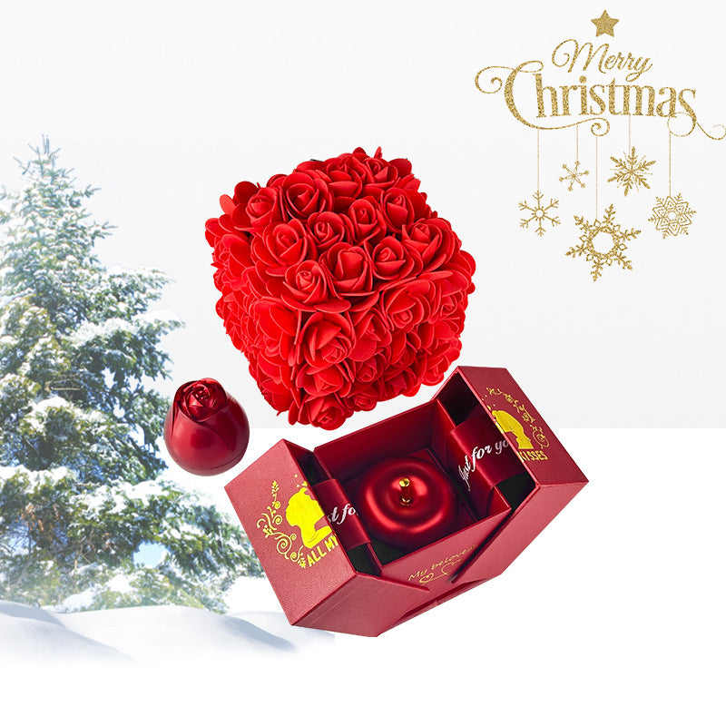 Valentines Day Gift Soap Rose Gift Box Crystal Pendant Necklace Eternal Flower Jewelry Box Set Wedding Birthday Gift for Girlfriend