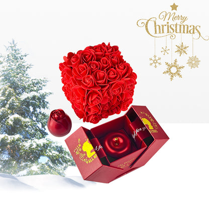 Valentines Day Gift Soap Rose Gift Box Crystal Pendant Necklace Eternal Flower Jewelry Box Set Wedding Birthday Gift for Girlfriend