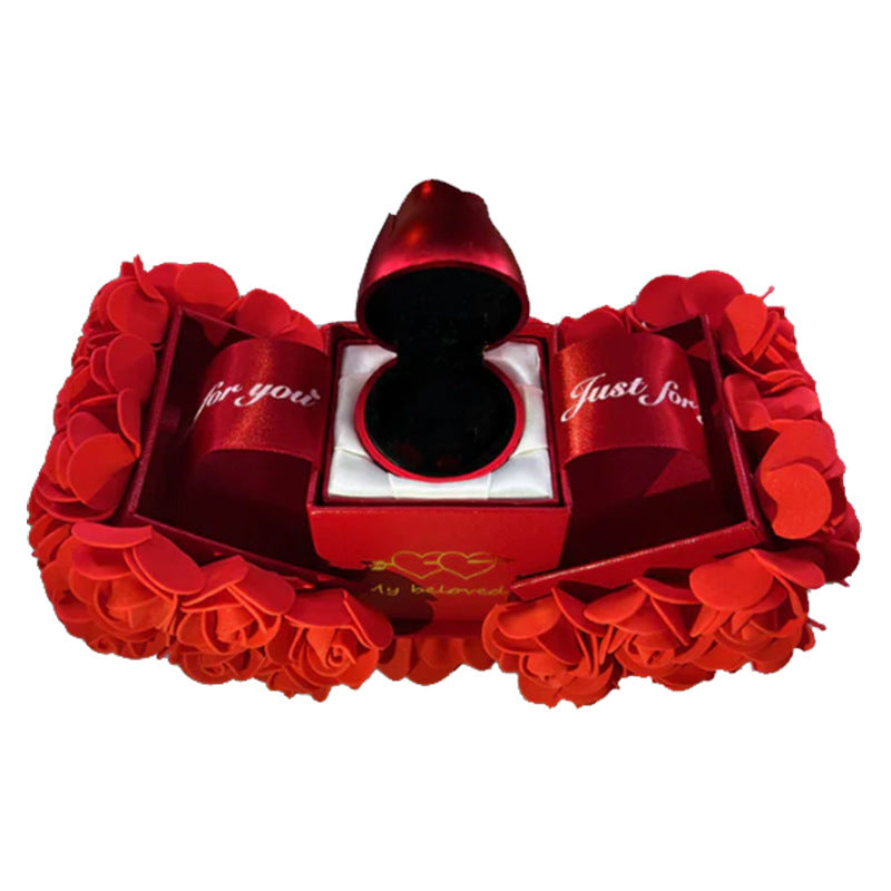 Valentines Day Gift Soap Rose Gift Box Crystal Pendant Necklace Eternal Flower Jewelry Box Set Wedding Birthday Gift for Girlfriend