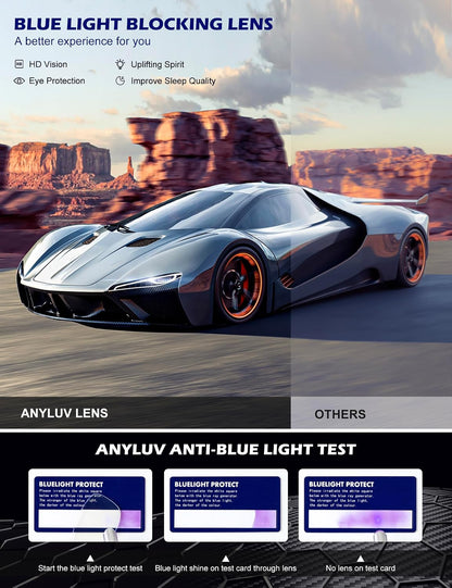 Blue Light Glasses Men, Relieve Eyestrain and Eye Protection, Al-Mg Metal Computer Blue Light Blocking Glasses